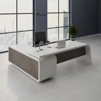 Bureau de direction moderne en forme de L avec armoire latérale, design en bois de chêne massif, table de bureau de bonne qualité