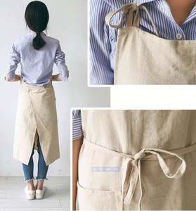 Eco Friendly Women's Pinafore <b>Apron</b> Baking Cooking Gardening Works Frenulum Cotton Linen <b>Apron</b> with 2 Pockets - Product Image 6