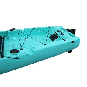 2023 Hot Pedal Kayak para pescar 10.5FT Sentarse en la parte superior Kayak de pesca de plástico de un solo asiento con pedal y rueda