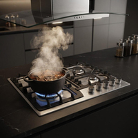 Kompor Gas Tanam 4 Tungku Berkualitas Tinggi dari Baja Anti Karat Hitam dengan Daya Baterai/Listrik Peralatan Dapur OEM