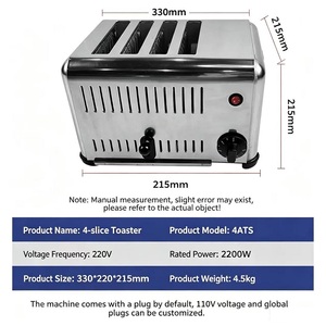Tostapane Elettrico Professionale in Acciaio Inox per 4-6 Fette di Pane, Tostapane Intelligente - Product Image 4