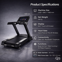 Tapis roulant intelligent commercial QS-V8 avec écran LED de 18,5 pouces, moteur AC de 6,0 CV, inclinaison de 0 à 18 %, vitesse de 20 km/h