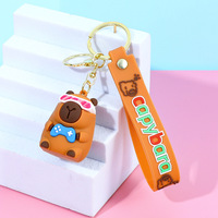 63 Styles 3D PVC souple caoutchouc voiture porte-clés anneau pièce suspendue Anime de populaire mignon Capybara dessin animé à l'intérieur porte-clés