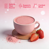 Latte Superfood Crème de Fraise Marque Blanche pour le Soutien Digestif, Latte Rose Fraise Hibiscus