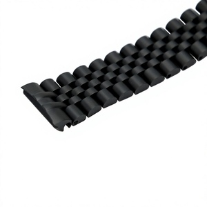 Bracelet de montre en acier inoxydable 316L noir mat de haute qualité 22 mm Happy Time, maillons entièrement solides, petit MOQ pour 007 - Product Image 3