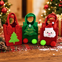 Weihnachts-Filztasche, verdickt, kleine Tragetasche, Kürbis-Süßigkeitentasche, Feiertagsgeschenk, Handtasche, 10 cm