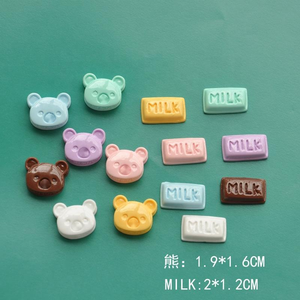 Kawaii-cabujones de resina para manualidades, cabujones de resina con respaldo plano para manualidades, decoración en miniatura para comida, leche y Chocolate - Product Image 2