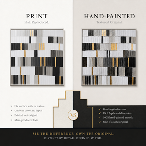 Quadro Astratto Moderno Urbano con Griglia Bianca e Nera in Lamina d'Oro su Tela per Ufficio, Hotel, Soggiorno - Product Image 4