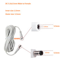 24V 12V DC 5,5mm*2,1mm / 5,5*2,5mm Schwarz Weiß Verlängerungskabel Stecker Buchse Hohlstecker Kabel DC-Stromkabel für CCTV