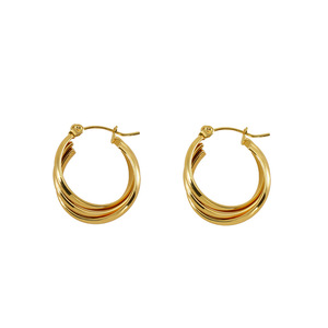 ZOGXIN Geometric Hoop Earrings 18K Gold Plated Stainless Steel Party Jewelry Women's Fashion Earrings - Product Image 4