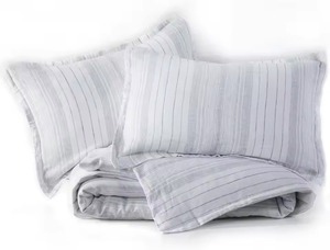Set di Biancheria da Letto per Adulti in Lino a 3 Pezzi con Stampa Geometrica a Righe, Resistente e alla Moda - Product Image 2