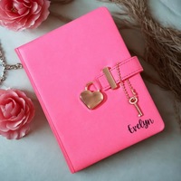 Journal en cuir rose mignon avec cadenas en forme de cœur, journal intime sécurisé avec serrure pour filles et femmes, carnet de voyage portable pour notes secrètes