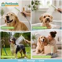 Brosse de douche pour chien à 3 modes avec tuyau de 2,4 m en ABS et TPE, kit d'outils de bain pour animaux de compagnie pour toilettage à domicile