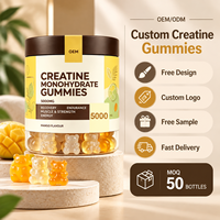 Gummies de créatine sans sucre, véganes, monohydrate, pré-entraînement pour une puissance explosive, développement musculaire maigre, performance athlétique, 60 unités