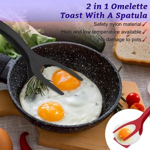 2-in-1 Multifunctional Eco-Friendly <b>Silicone</b> Kitchen Spatula Double Grip Flip Tongs Fried Egg Turner Food Baking Pastry <b>Tool</b> - Product Image 3