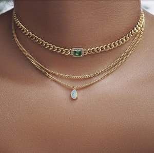 Collar de Acero Inoxidable Joolim con Baño de Oro de 18K, Lujoso, con Circonitas Cúbicas Verdes y Transparentes, Estilo Grueso, para Venta al por Mayor - Product Image 2