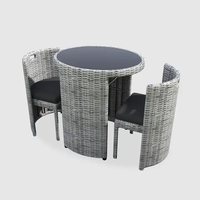 Ensemble Meubles de Jardin et Balcon de Haute Qualité 3 Pièces, Table Basse et Chaises d'Extérieur en Rotin pour 2 Personnes, Gain de Place