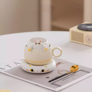 <b>Ceramic</b> Animal Mug With <b>Coaster</b> Office Cup Tea Coffee Drinkware Gift Set - Product Image 2