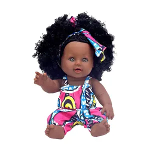最新的12英寸30厘米Bady娃娃可爱乙烯基黑色卷发发型可爱女孩娃娃为儿童节生日礼物