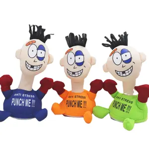 Punch Me Man Boxing Electronic Plush Toys Anti Stress Creative Vent Plush Doll with Simulation Sound Funny Unpack Gifts for Kid