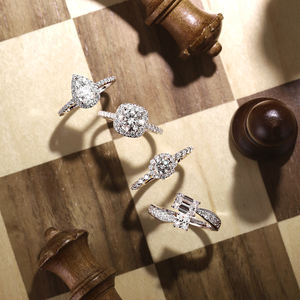 Cincin Pernikahan Pertunangan Janji Pengantin Perak S925 Unik Model Queen's Gambit Winning Move dengan Zirkonia Kubik 5A 8A - Product Image 3