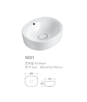 Meuble de salle de bain ovale 5031 avec lavabo intégré et design artistique