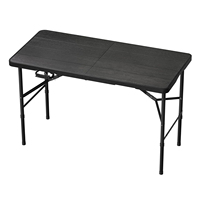 Table de camping pliante en plastique GSD Outdoor de 4 pieds, robuste, réglable en hauteur, en HDPE, avec finition imitation bois noir