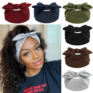<span class=keywords><strong>Bandeau</strong></span> Turban Élastique Extra Large à Nœud Torsadé pour Femme, Motif Oreilles de <span class=keywords><strong>Lapin</strong></span>, Idéal Sport et Yoga - Product Image 1