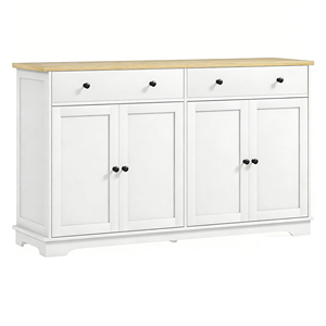 <span class=keywords><strong>Buffet</strong></span> en bois avec rangements, étagères réglables, 4 tiroirs et 4 portes pour salon et cuisine - Product Image 4