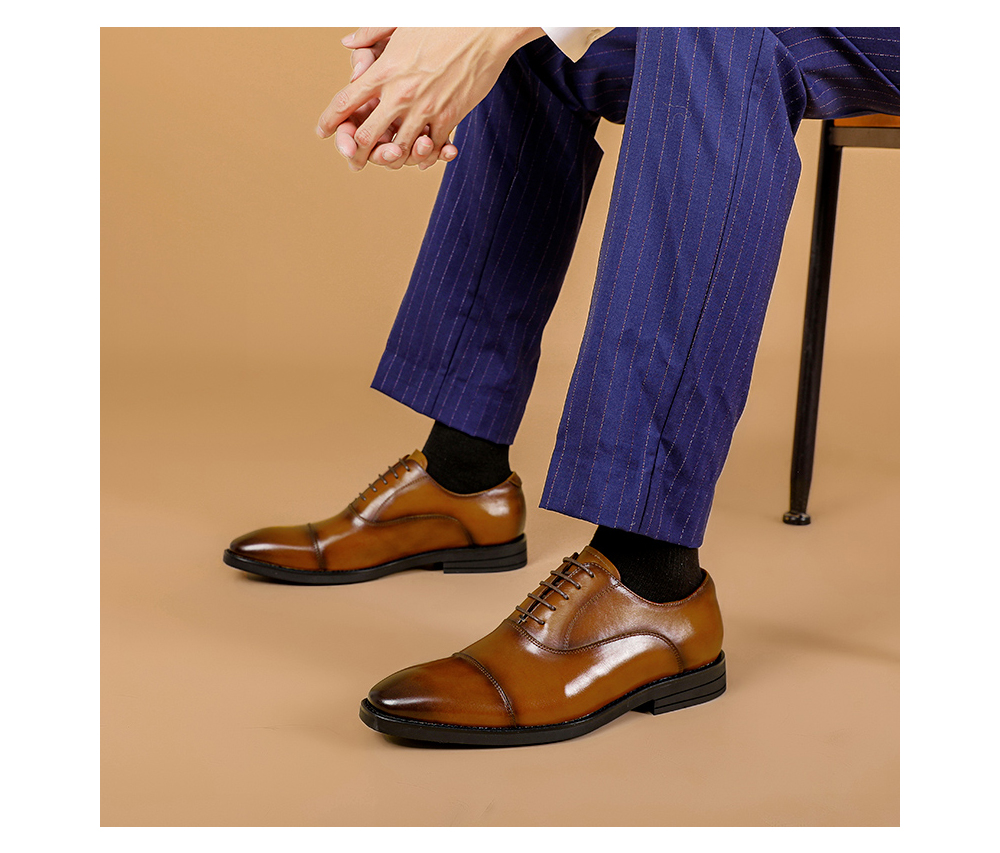 Verified Supplier Derby Shoes Men Brown Italian Leather Craftsmanship