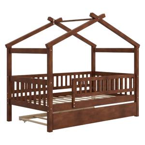Letto a Castello in Legno Massello per Bambini con Sponda di Sicurezza, Design Moderno e Semplice per Ragazzi e Ragazze, Letto Singolo per Uso Domestico - Product Image 5