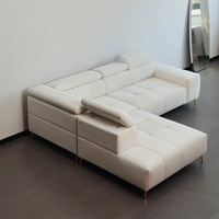 Modernes Weißes Dreisitzer-Modulares Ecksofa-Set L-förmig mit Hoher Rückenlehne Verstellbar Stoff Kunstleder Schaumstoff