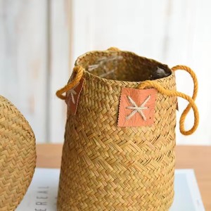 Panier de rangement personnalisé en jonc de mer, panier à linge en <span class=keywords><strong>osier</strong></span> tressé naturel pur, pot de fleurs pour la maison et le jardin, décorations en <span class=keywords><strong>osier</strong></span> - Product Image 3