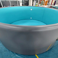 Piscine gonflable ronde DWF gris foncé à l'extérieur, bleu à l'intérieur, grande piscine gonflable familiale pour jardin extérieur