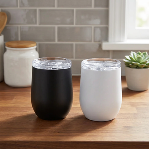 Vaso de Vino Moderno de Acero Inoxidable de 300 ml con Tapa, Aislamiento al Vacío de Doble Pared, Antiderrames, sin Tallo, para Viajes, Oficina, Fiestas - Product Image 1