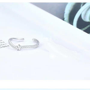 S925 plateado romántico y estrella promesa pareja anillo anillos abiertos para Mujeres Hombres joyería de boda - Product Image 4