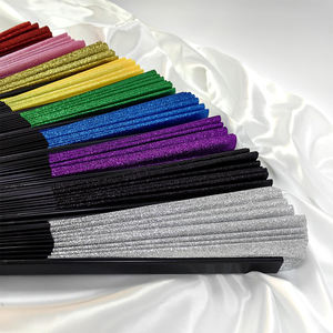 Grande ventaglio di bambù di Glitter pieghevole grande ventaglio con Logo personalizzato stampato per la danza della festa - Product Image 4