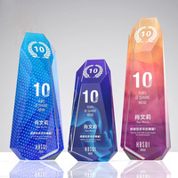 Trophées d'événements créatifs sur mesure en cristal de haute qualité, impression couleur vive, conception gratuite, différentes tailles, forme ovale, durabilité