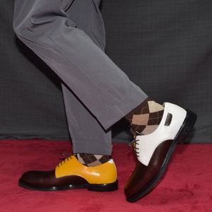 New Style Lace-Up Color-Matched Men's Leather Shoes - Designer Handcrafted High-Quality <b>Personalized</b> Leather Shoes - Product Image 5