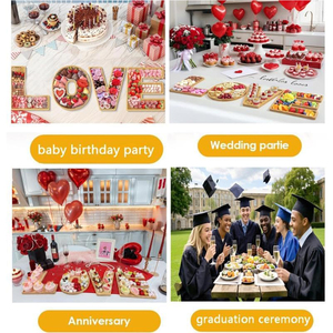 Assiette de service <span class=keywords><strong>en</strong></span> bambou à bas prix pour mariage, fête, bonbons, vaisselle, motif LOVE, assiette de service <span class=keywords><strong>en</strong></span> bambou pour restaurant - Product Image 4
