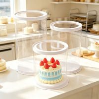 Caja Redonda para Pastel Ecológica y Segura para Alimentos, Envase Cilíndrico Transparente de PET para Panadería, Caja Desechable Resistente a la Grasa para Postres, con Logotipo Personalizado