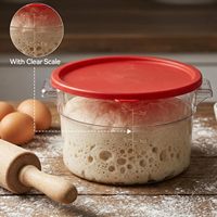 Pot en plastique pour levain avec couvercle, poignée et échelle, boîte de levage de pâte, récipients de stockage alimentaire 1QT 2QT 4QT pour la pâtisserie
