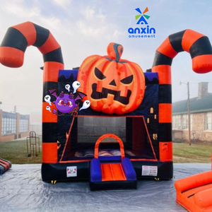 <span class=keywords><strong>Castillo</strong></span> inflable divertido de Halloween, ideal para reuniones en el parque, fiestas escolares, acentos de calabaza, rebote seguro para pequeños Ghouls - Product Image 1