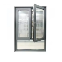 Fenêtre américaine au design moderne à coupure thermique personnalisée fenêtre à grand panneau de verre et auvent en aluminium pour maison fenêtre à battant