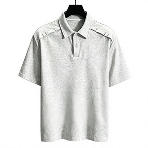 เสื้อเจอร์ซีย์แขนสั้นสีเทาสำหรับผู้ชาย ผ้าถักลำลอง 100% ผ้าฝ้าย ระบายอากาศได้ดี กันยับ สีพื้น ติดกระดุมด้านหน้า ทรงปกติ - Product Image 3