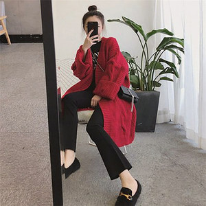 Venta <span class=keywords><strong>al</strong></span> <span class=keywords><strong>por</strong></span> <span class=keywords><strong>mayor</strong></span> tendencia moda coreana invierno grueso de gran tamaño holgado frente abierto cárdigans de palangre de punto suéter largo abrigo para <span class=keywords><strong>mujer</strong></span> - Product Image 4