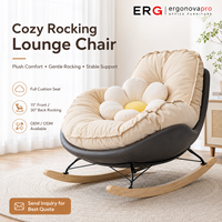 Fauteuil à bascule moderne Ergonovapro, fauteuil coquille d'œuf, style nordique, capitonné, base en bois, pour salon, siège de détente