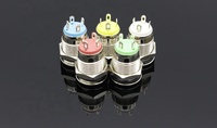 12MM avec LED 3V 5V 12V 24V 220V Interrupteur à bouton en métal Bouton-poussoir momentané Auto-réinitialisation Étanche Illuminé