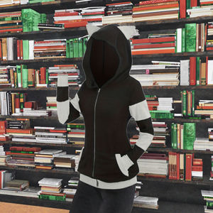 Sweat-shirt à capuche épais en polaire respirant pour femme, avec oreilles de chat, blocs de couleur mignons, fermeture éclair et poches, personnalisable, idéal pour l'automne et l'hiver - Product Image 3