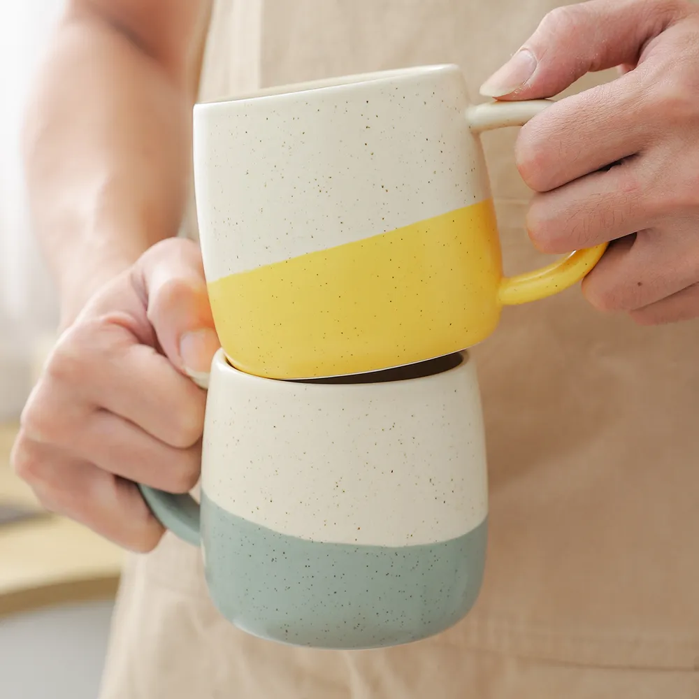 Taza de café de cerámica de estilo Ins, tazas de porcelana fina personalizadas con esmaltes de sésamo, gran oferta